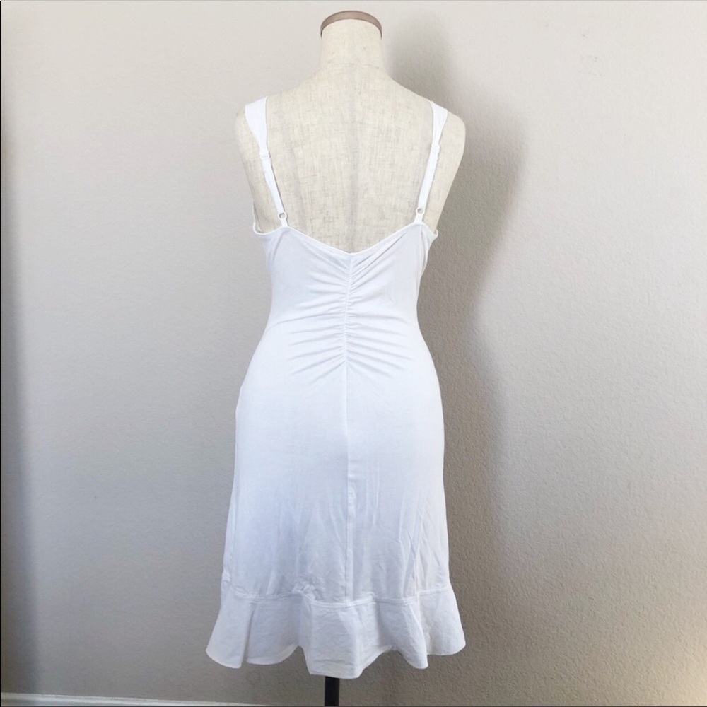 BCBG MAXAZRIA white v-neck ruffle dress - Picture 2 of 3